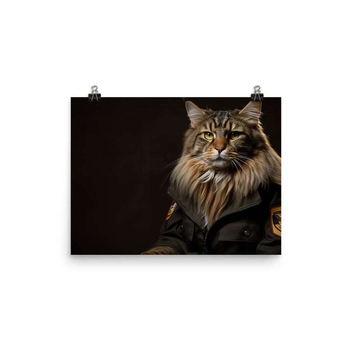 Maine Coon Security Officer Photo paper poster - PosterfyAI.com
