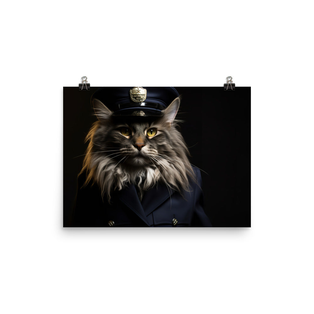 Maine Coon Security Officer Photo paper poster - PosterfyAI.com