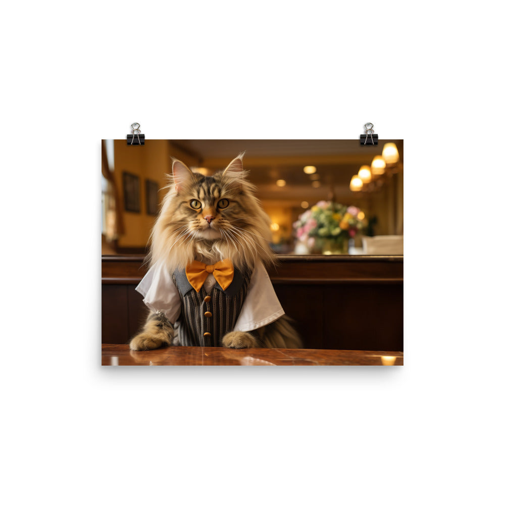 Maine Coon Hotel Staff Photo paper poster - PosterfyAI.com