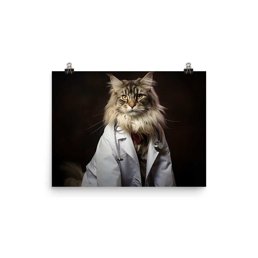 Maine Coon Doctor Photo paper poster - PosterfyAI.com