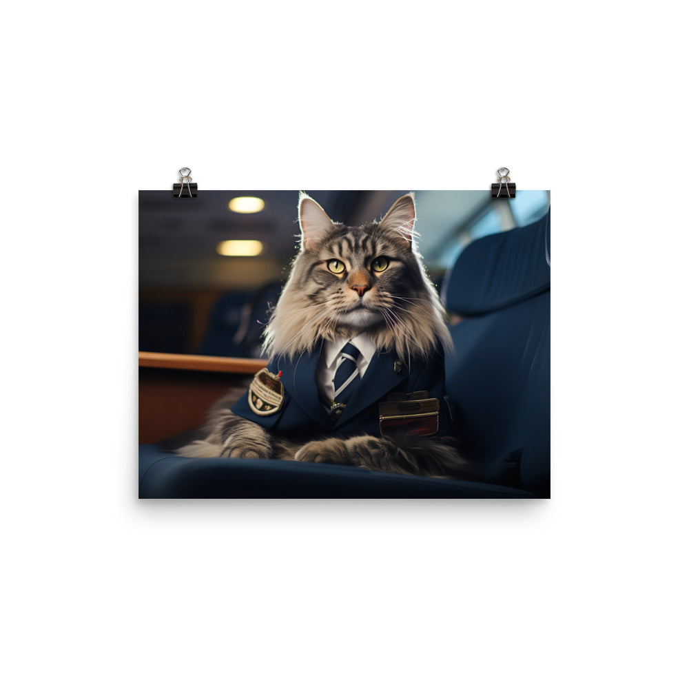 Maine Coon Pilot Photo paper poster - PosterfyAI.com
