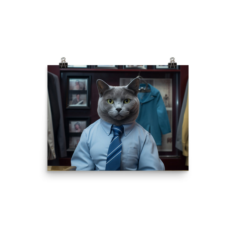 Russian Blue Sales Consultant Photo paper poster - PosterfyAI.com
