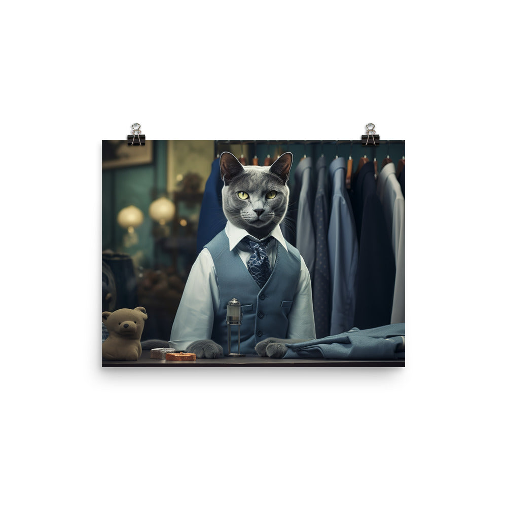 Russian Blue Sales Consultant Photo paper poster - PosterfyAI.com