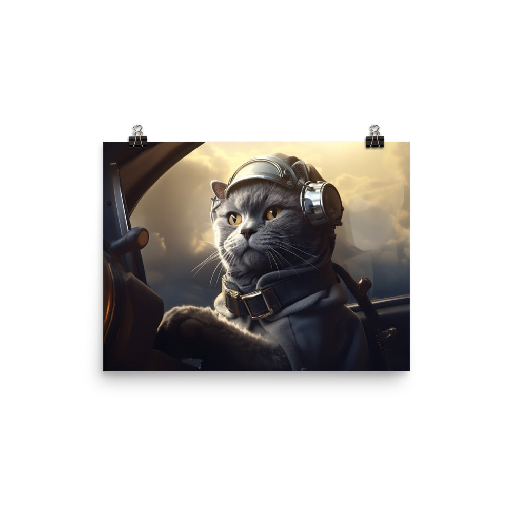 Russian Blue Pilot Photo paper poster - PosterfyAI.com