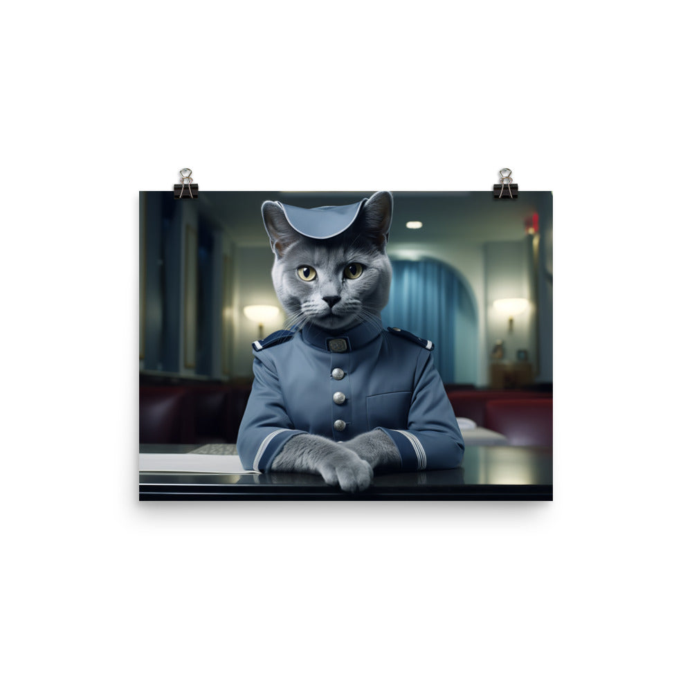 Russian Blue Hotel Staff Photo paper poster - PosterfyAI.com