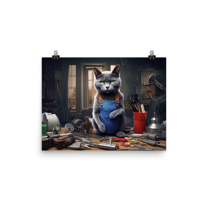 Russian Blue Contractor Photo paper poster - PosterfyAI.com