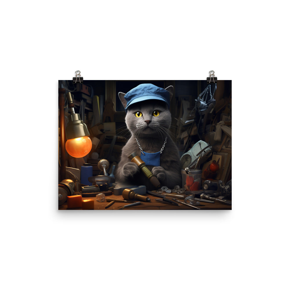 Russian Blue Contractor Photo paper poster - PosterfyAI.com