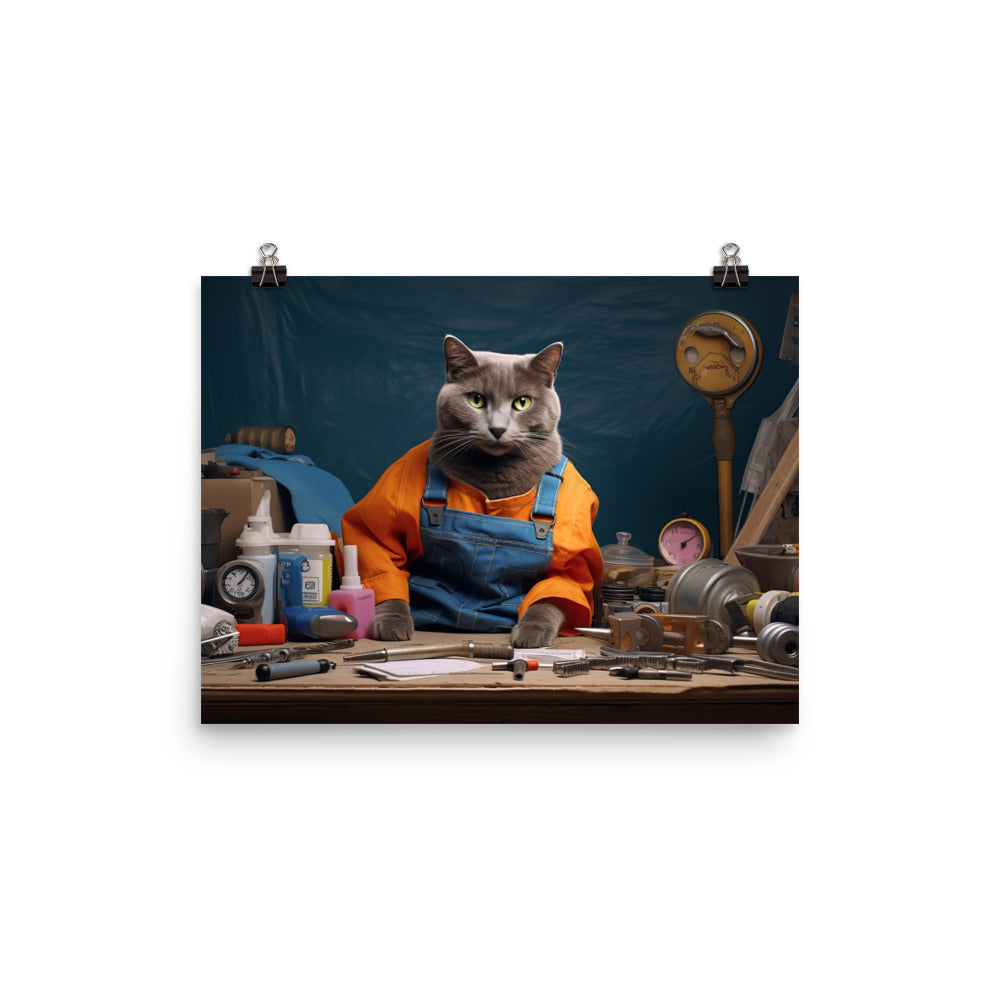 Russian Blue Contractor Photo paper poster - PosterfyAI.com