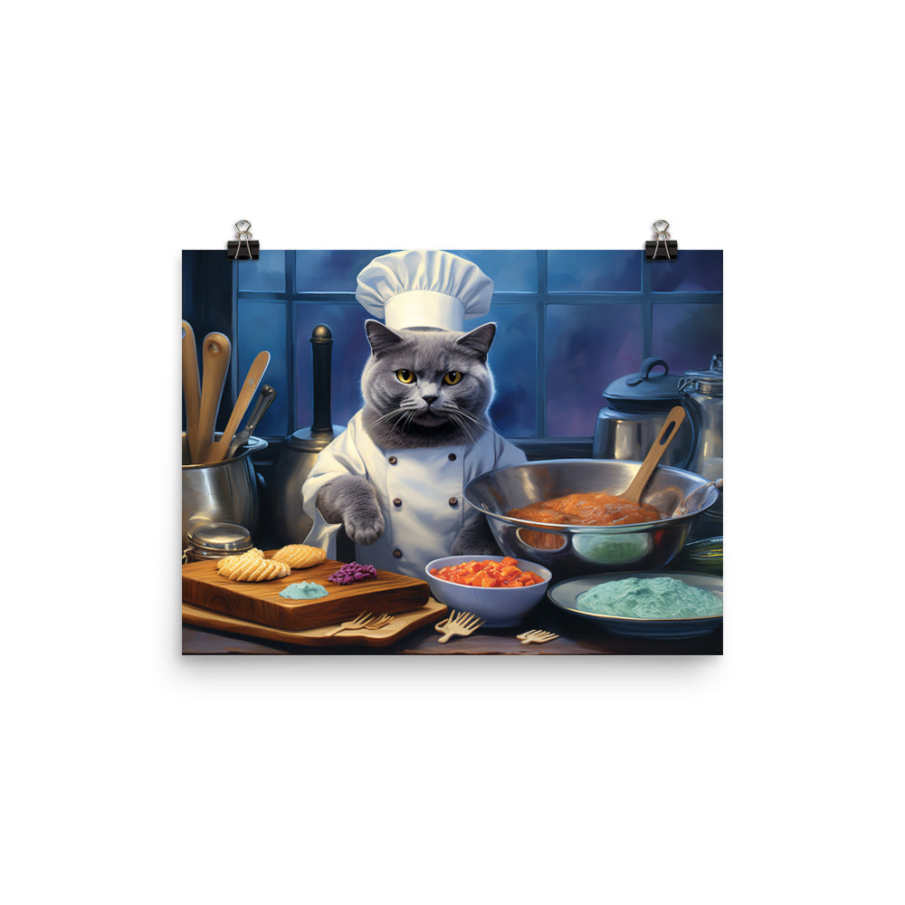 Russian Blue Chef Photo paper poster - PosterfyAI.com
