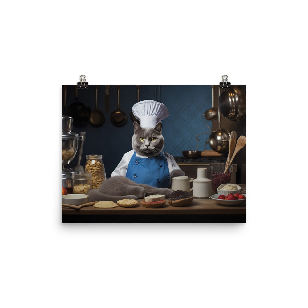 Russian Blue Chef Photo paper poster - PosterfyAI.com