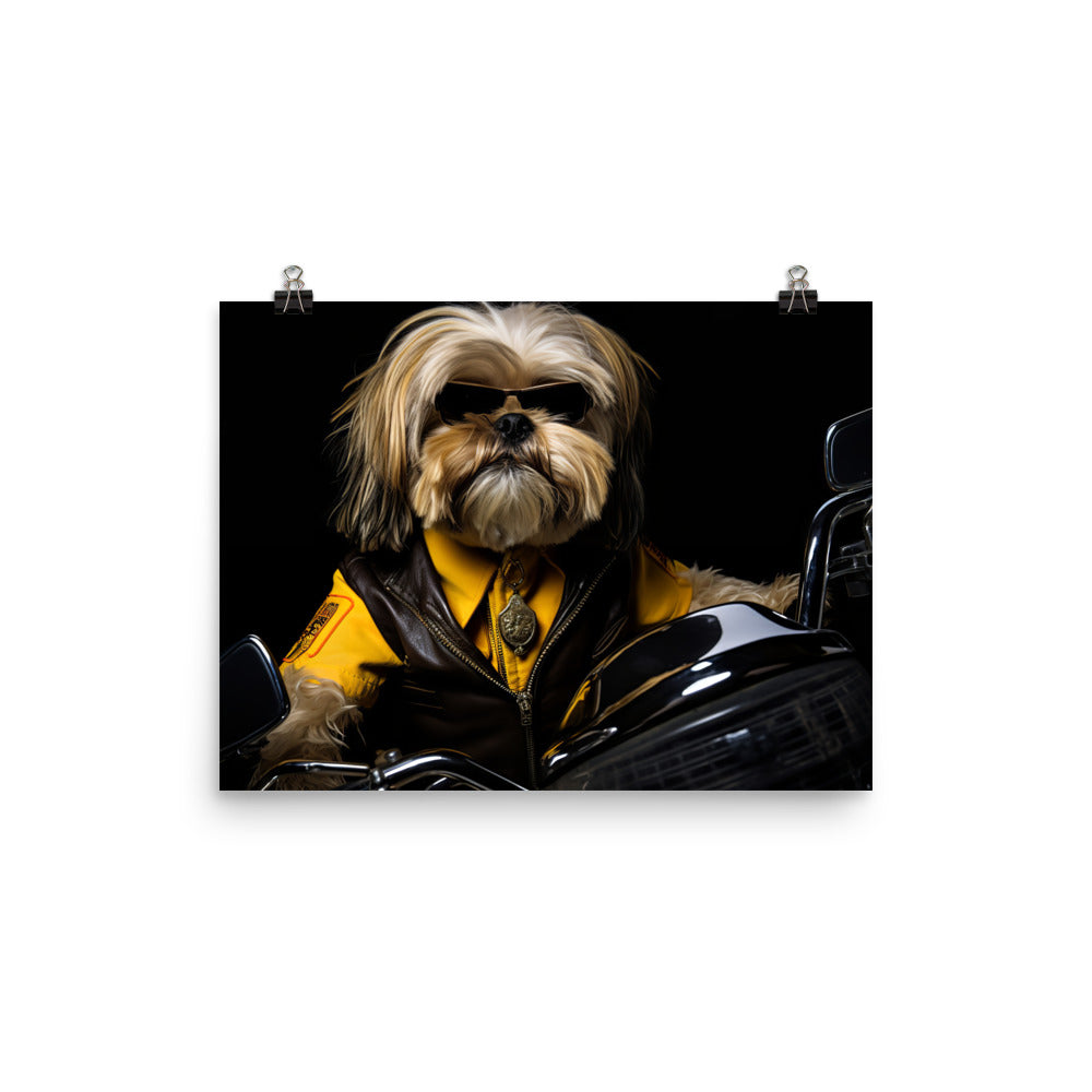 Lhasa Apso Superbike Athlete Photo paper poster - PosterfyAI.com