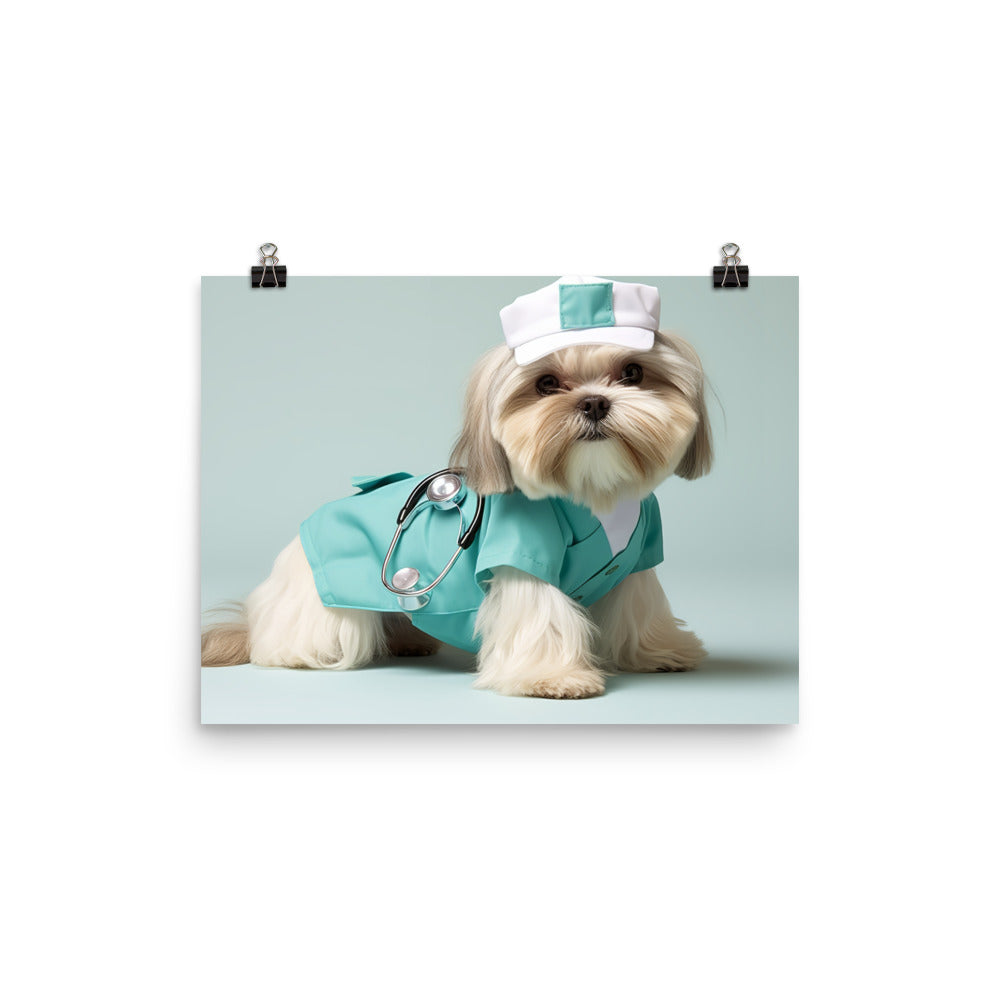 Lhasa Apso Nurse Photo paper poster - PosterfyAI.com