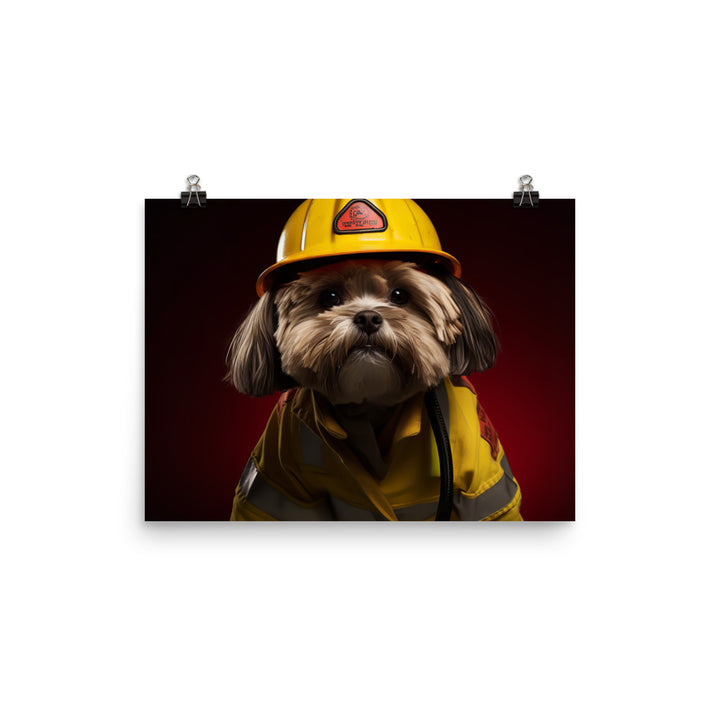 Lhasa Apso Firefighter Photo paper poster - PosterfyAI.com