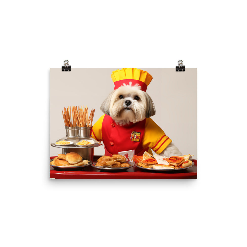 Lhasa Apso Fast Food Crew Photo paper poster - PosterfyAI.com
