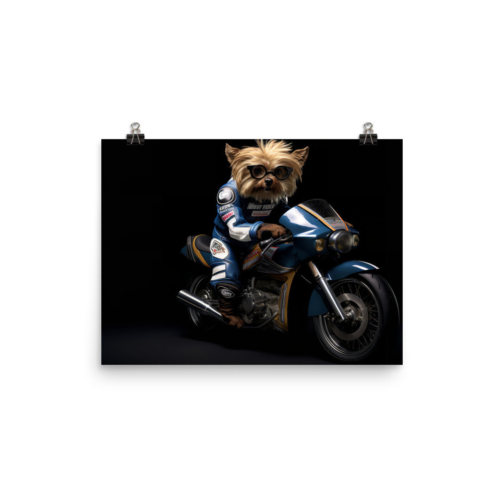 Yorkshire Terrier Superbike Athlete Photo paper poster - PosterfyAI.com