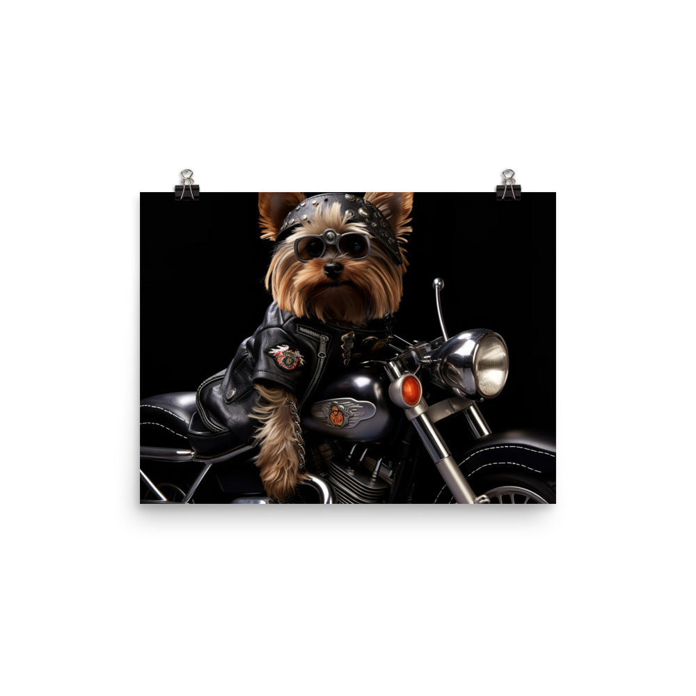 Yorkshire Terrier Superbike Athlete Photo paper poster - PosterfyAI.com
