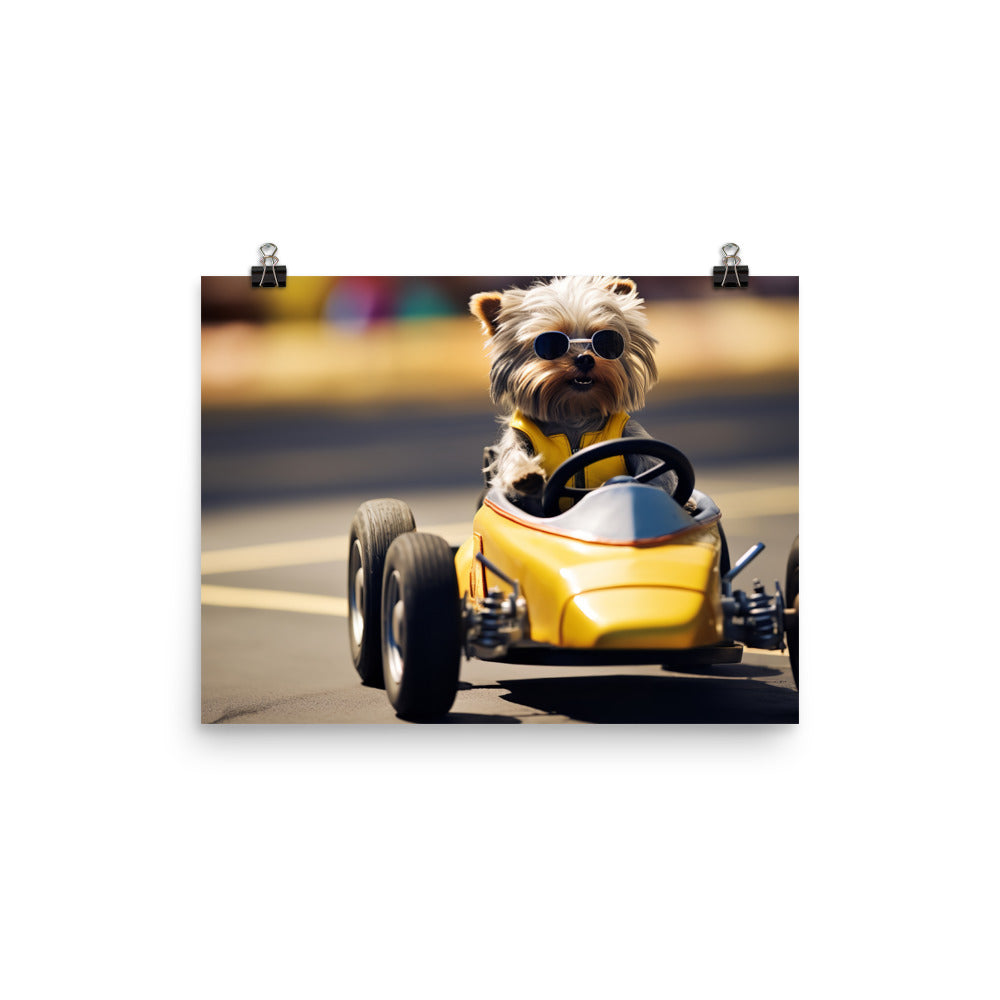 Yorkshire Terrier Motorsport Athlete Photo paper poster - PosterfyAI.com