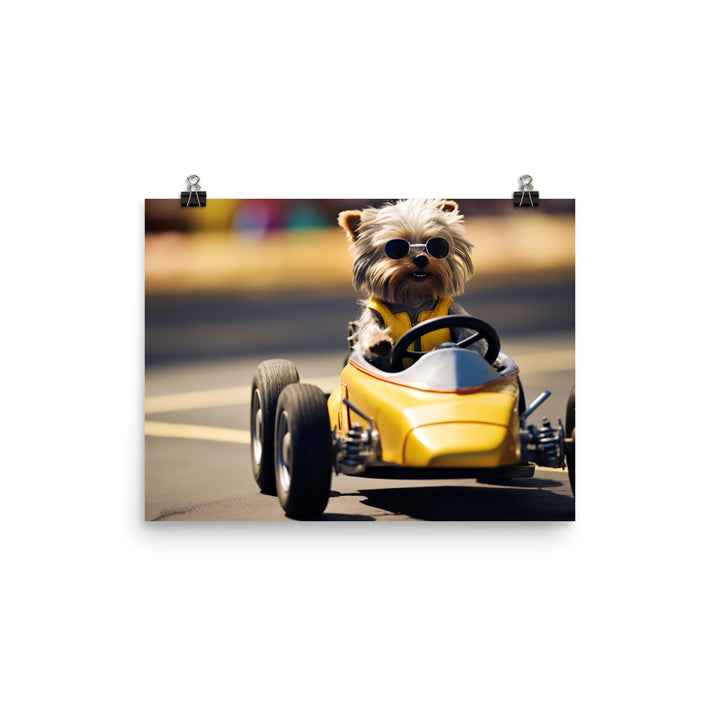 Yorkshire Terrier Motorsport Athlete Photo paper poster - PosterfyAI.com