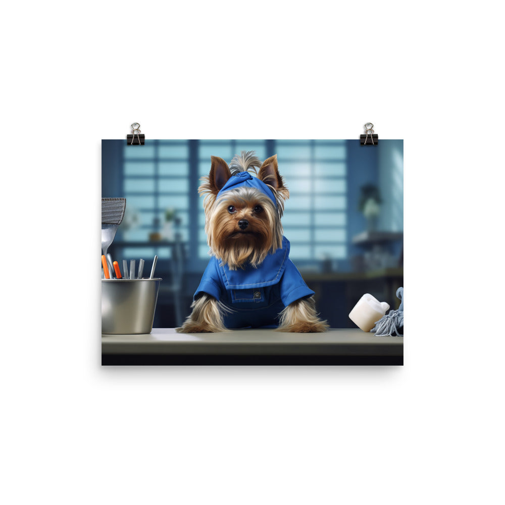 Yorkshire Terrier Janitor Photo paper poster - PosterfyAI.com