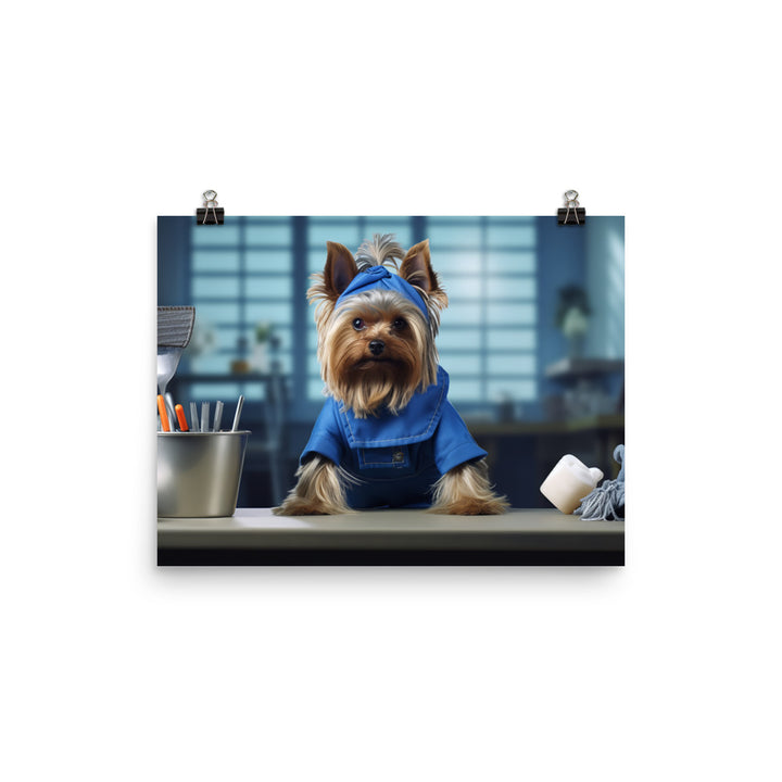 Yorkshire Terrier Janitor Photo paper poster - PosterfyAI.com