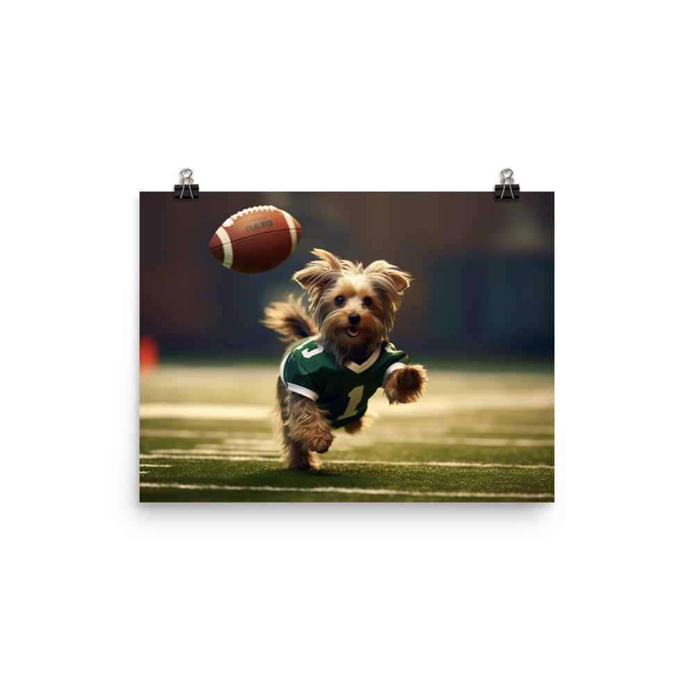 Yorkshire Terrier Football Player Photo paper poster - PosterfyAI.com