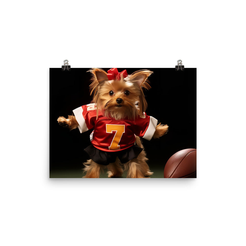 Yorkshire Terrier Football Player Photo paper poster - PosterfyAI.com