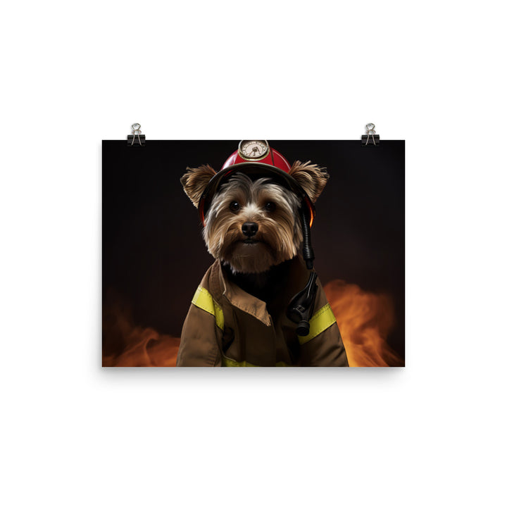 Yorkshire Terrier Firefighter Photo paper poster - PosterfyAI.com