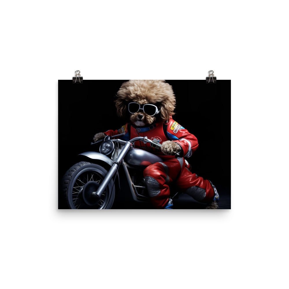 Poodle Superbike Athlete Photo paper poster - PosterfyAI.com
