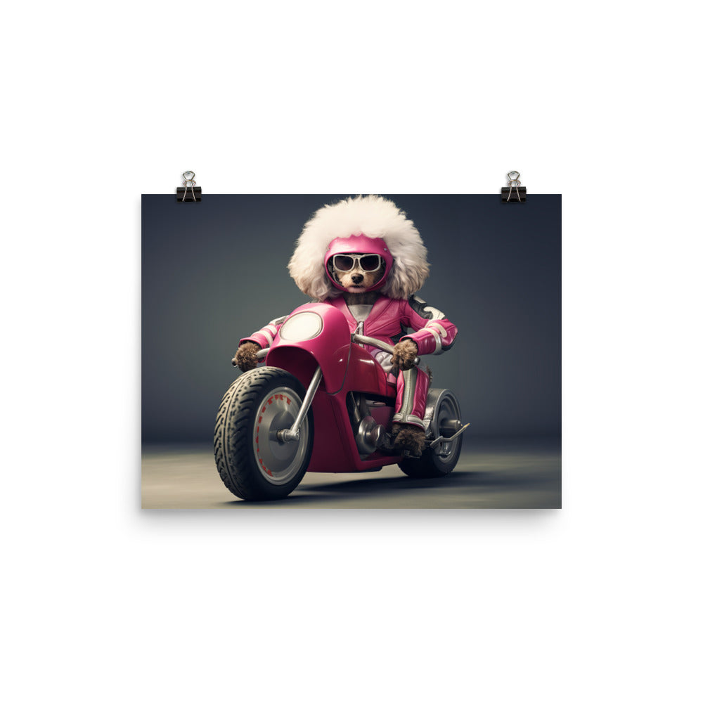 Poodle Superbike Athlete Photo paper poster - PosterfyAI.com