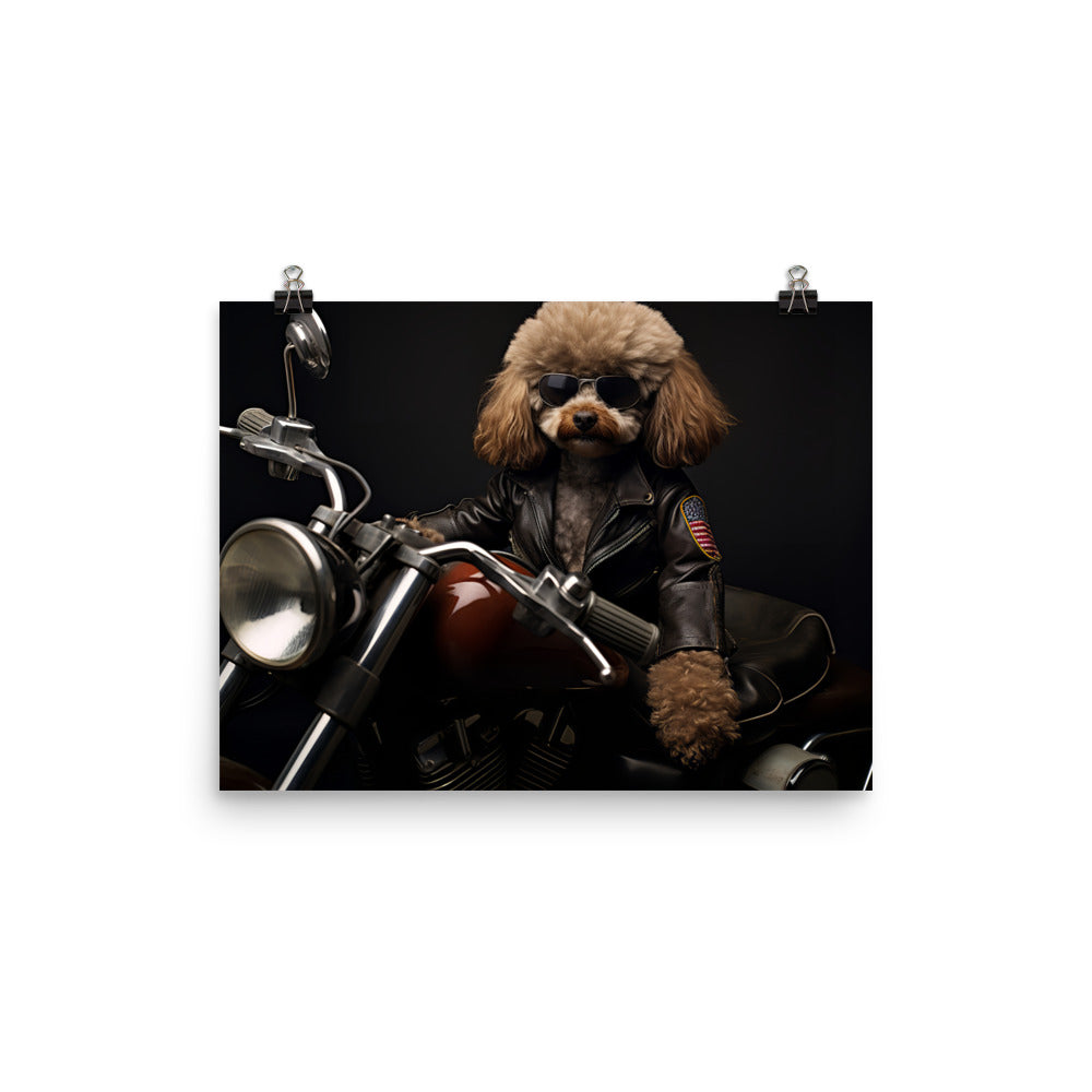 Poodle Superbike Athlete Photo paper poster - PosterfyAI.com