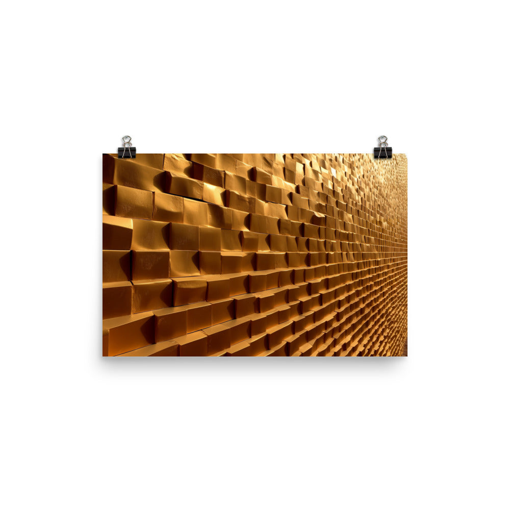 A wall made entirely of gold bricks photo paper poster - Posterfy.AI