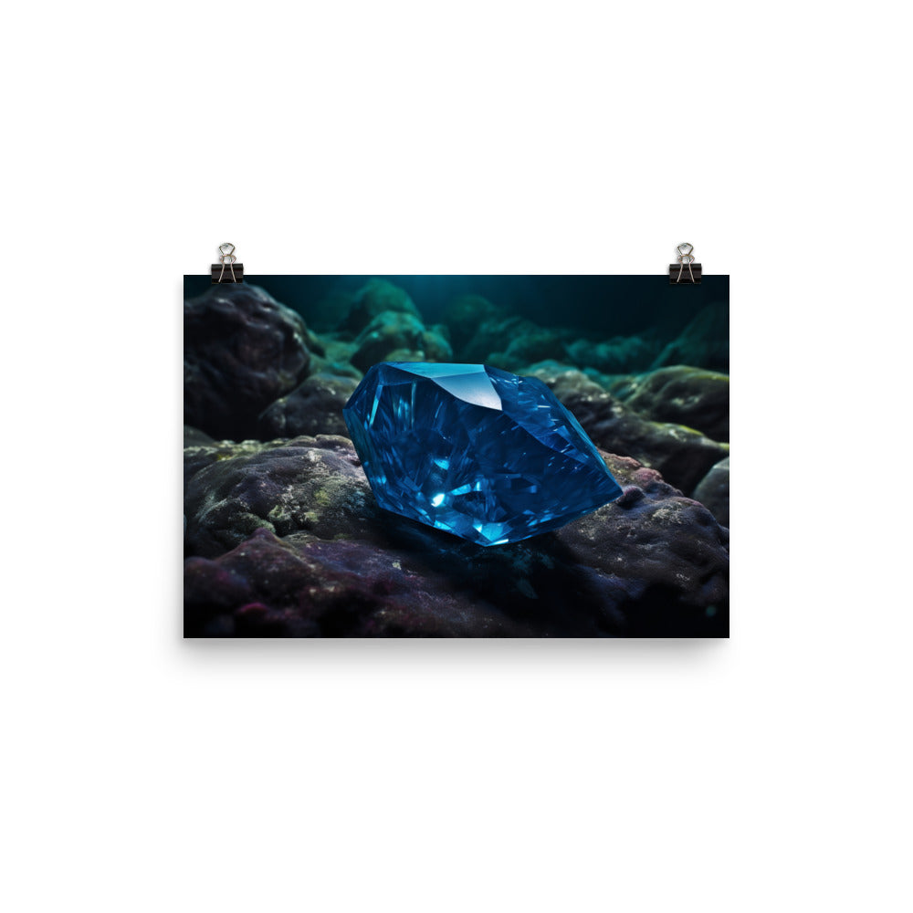 A vivid blue diamond photo paper poster - Posterfy.AI