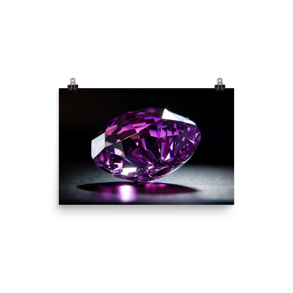 A vibrant purple diamond glimmers in the light photo paper poster - Posterfy.AI