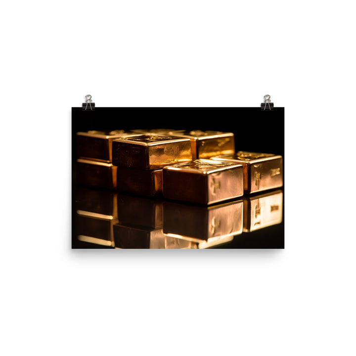 A stack of gold bricks photo paper poster - Posterfy.AI