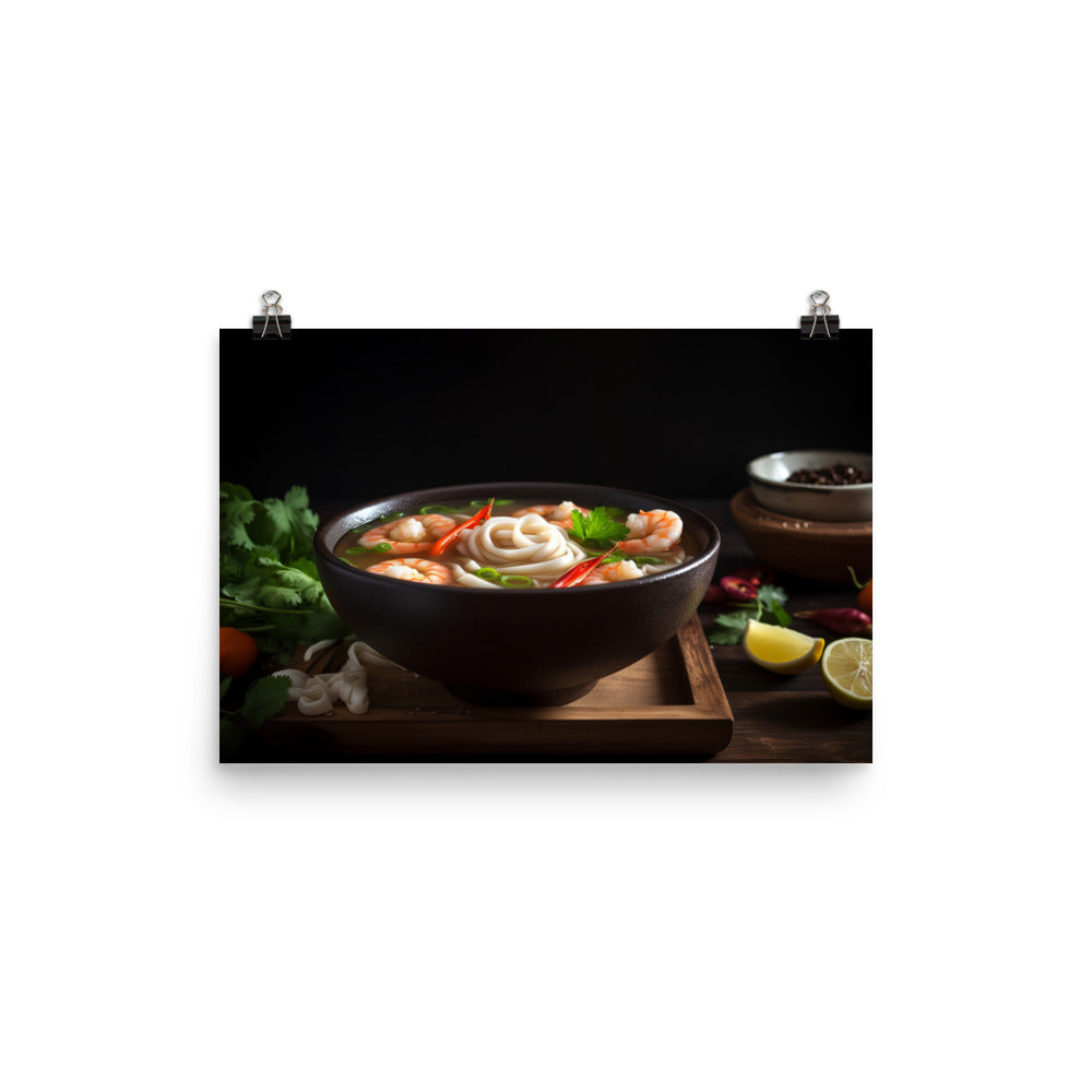 Steamy Udon Soup with shrimp photo paper poster - Posterfy.AI