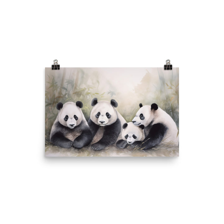 Panda Family Portrait photo paper poster - Posterfy.AI