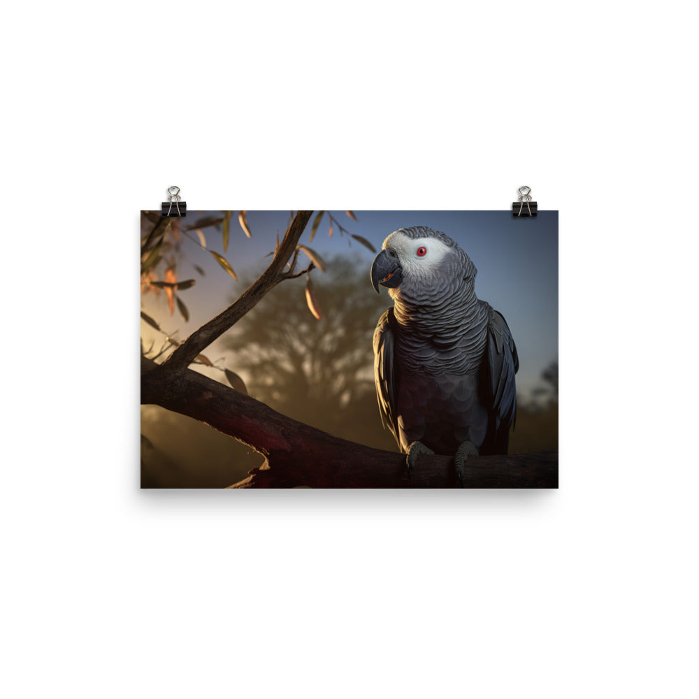 Elegant African Grey Parrot photo paper poster - Posterfy.AI