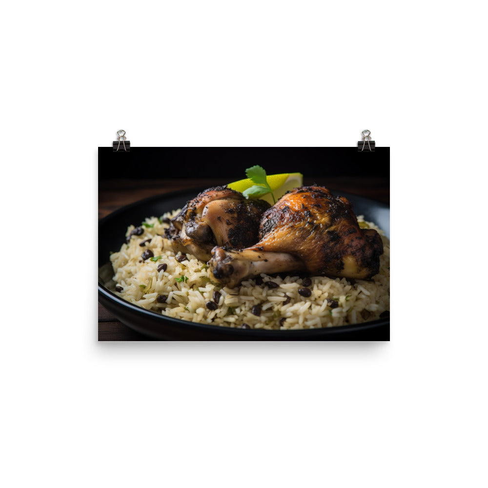 Jerk Chicken and Rice photo paper poster - Posterfy.AI