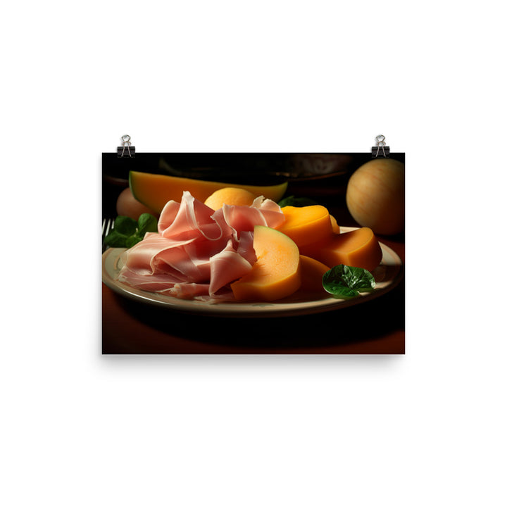 Parma Ham and Melon Appetizer photo paper poster - Posterfy.AI