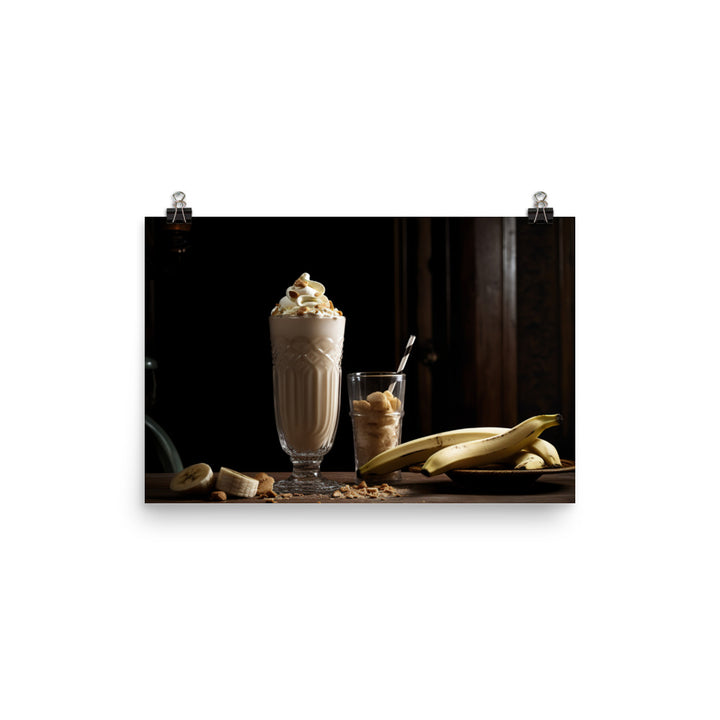 Peanut Butter Banana Milkshake photo paper poster - Posterfy.AI