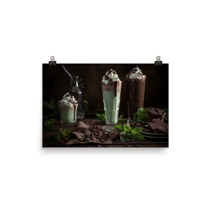 Mint Chocolate Chip Milkshake photo paper poster - Posterfy.AI