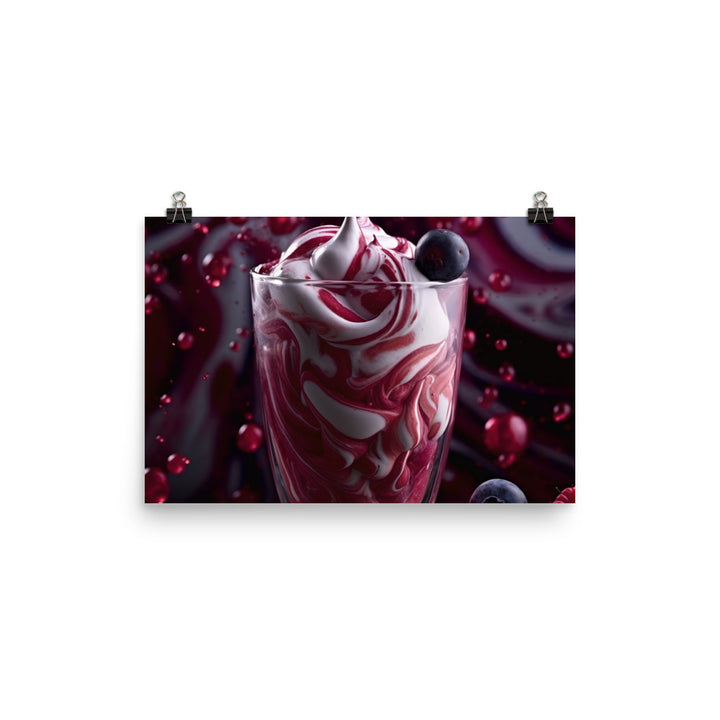 Berry Blast Milkshake with a swirled pattern photo paper poster - Posterfy.AI