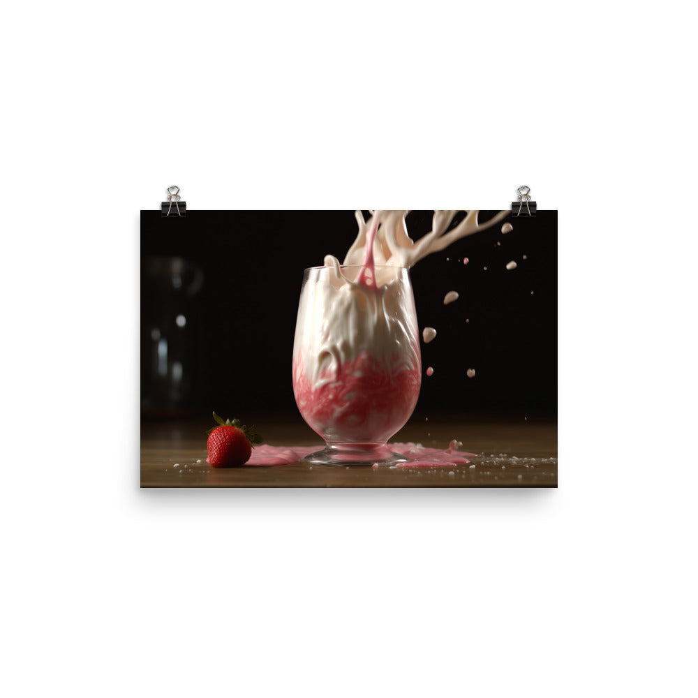 Strawberry shortcake milkshake photo paper poster - Posterfy.AI