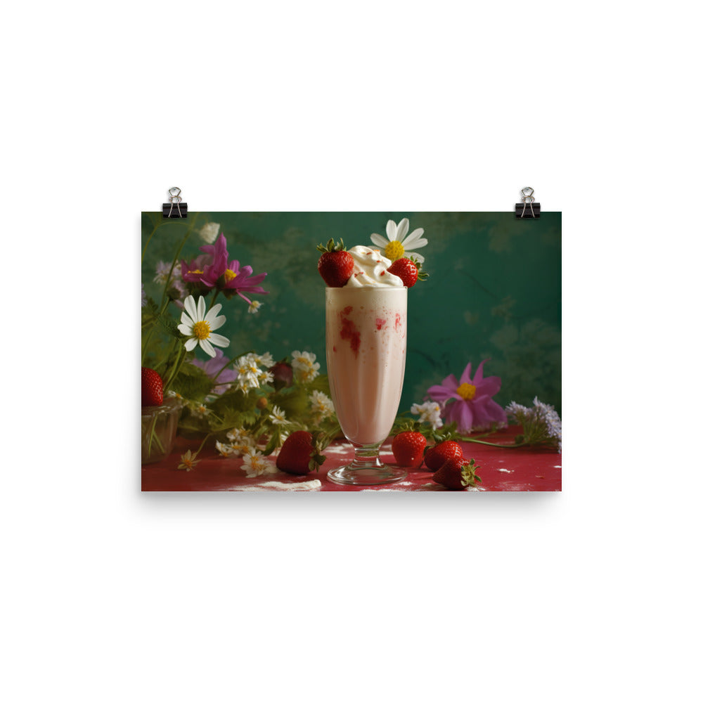 Strawberry shortcake milkshake photo paper poster - Posterfy.AI