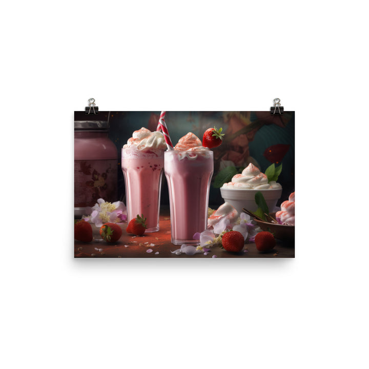 Strawberry shortcake milkshake photo paper poster - Posterfy.AI