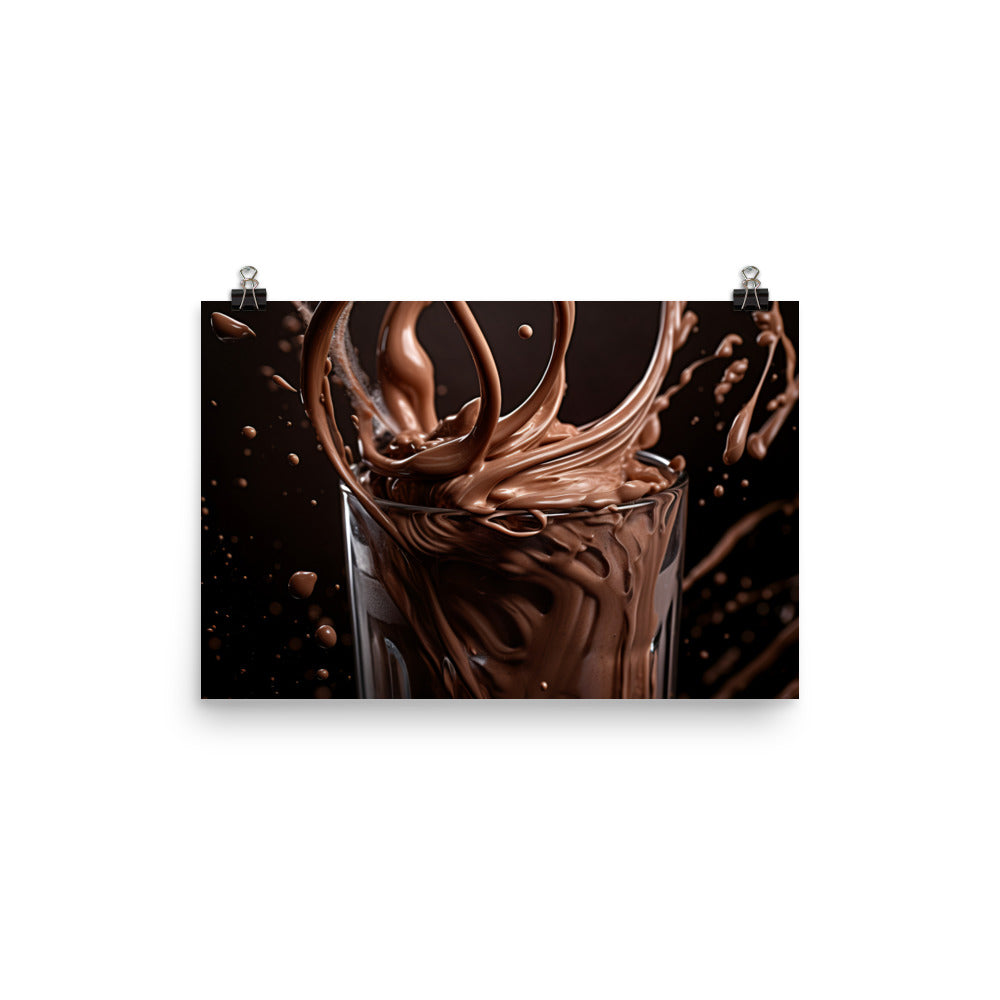 Velvety smoothness of chocolate fudge brownie milkshake photo paper poster - Posterfy.AI
