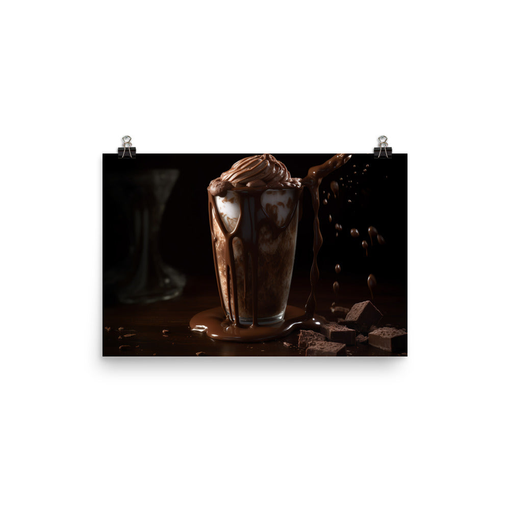 Chocolate fudge brownie milkshake photo paper poster - Posterfy.AI