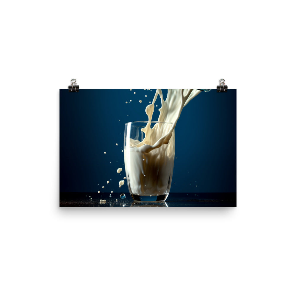 Pouring classic vanilla milkshake photo paper poster - Posterfy.AI