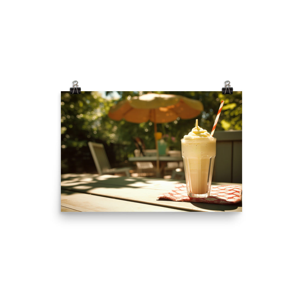 Classic vanilla milkshake in summer photo paper poster - Posterfy.AI