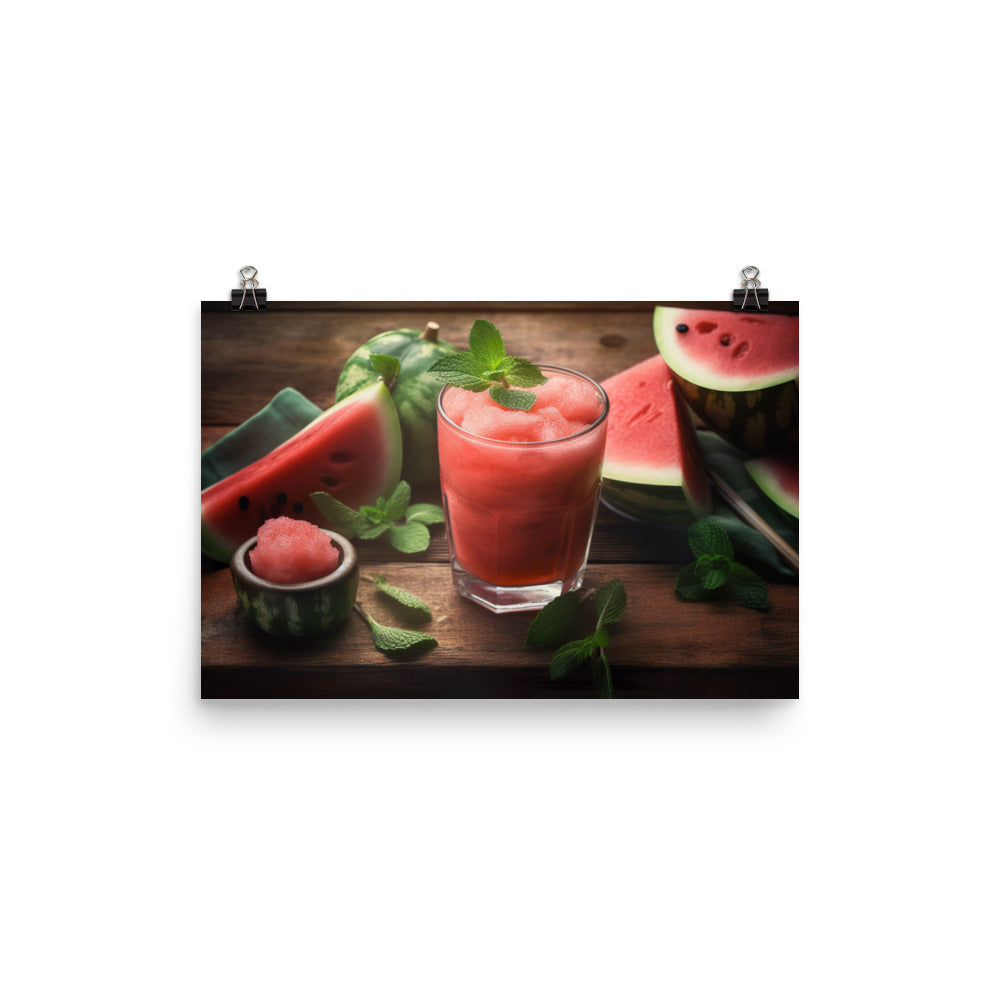 Watermelon mint smoothie photo paper poster - Posterfy.AI